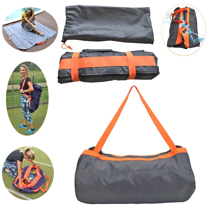 Multi function Travel Duffel Bag 57*57inch Waterproof Beach Mat Nylon Picnic Blanket Foldable