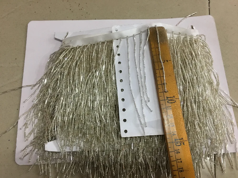 cheap stock tassel lace stock 10 yards bag YG13# 8cm 13cm wave form High grade silvery Tassels for sawing dress fringe trim