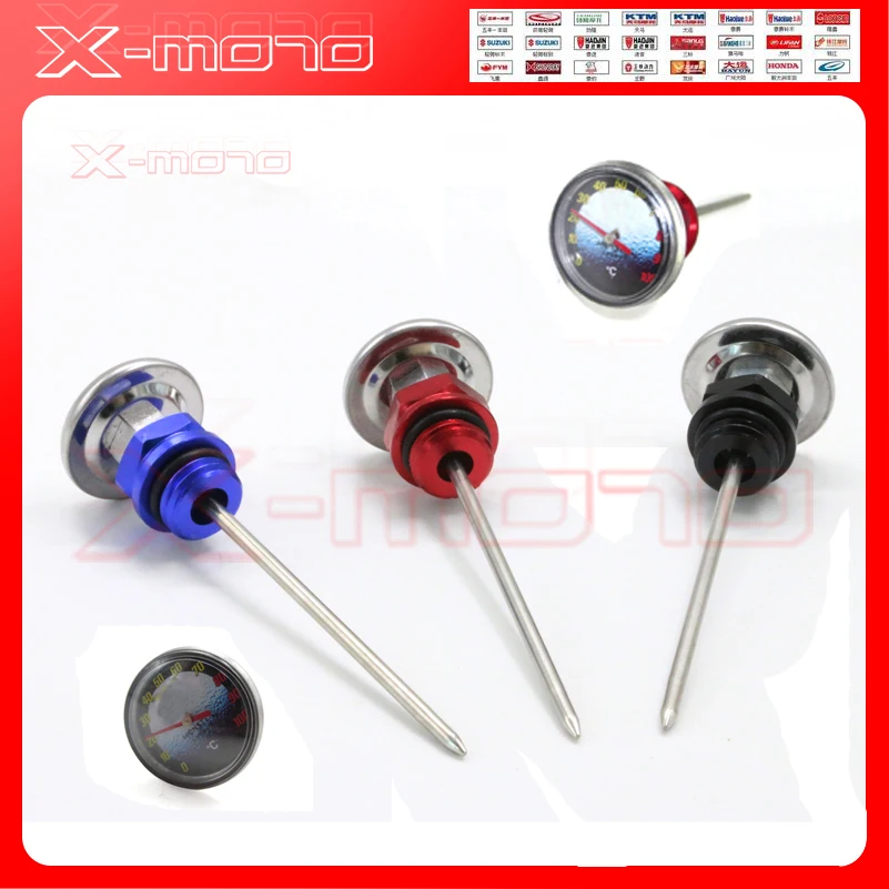 

High quality Aluminum short Needle/pin Motorcycle Oil Tank Dipstick oil modified generic Thermometer Alu Oil Dipstick with Watch