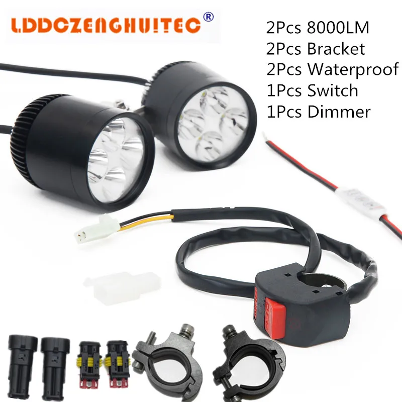 

LDDCZENGHUITEC Motorcycle LED Driving Fog Spot Head light Angel Eye Lamp Waterproof Motor Bike Motorcycle Headlight 40W 8000LM