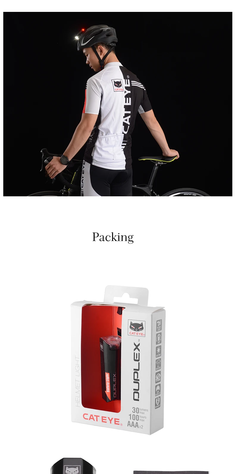 Discount CATEYE Bicycle Light 30/15 Lumens Cycling Bike Head front Rear Lights LED Handlebar Lamps Bicycle Helmet Safety Flashlight Torch 16