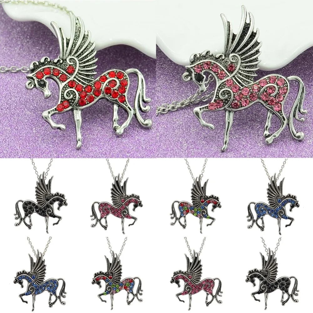 Choker Time-limited Collares Moana Horse Necklace New Mix Color Pegasus Fly Pendant Rope Lobster Clasp Unicorn Jewelry