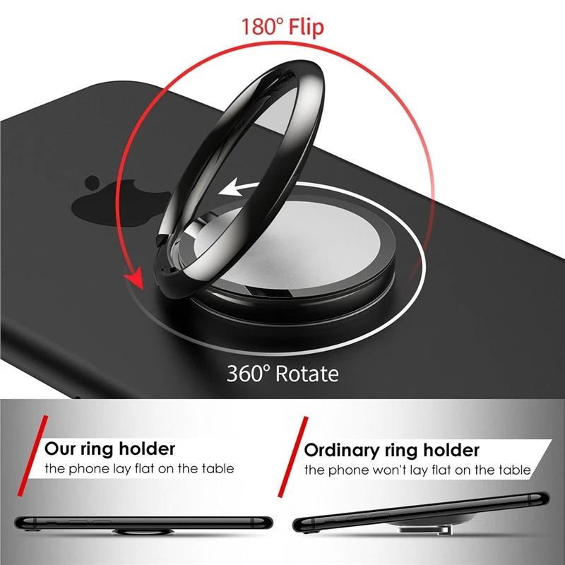 

Yokata Simple 360 Phone Holder Plain Ring Bracket White Rose gold Black Rotatable Heavy Magnet Convenient Car Holder