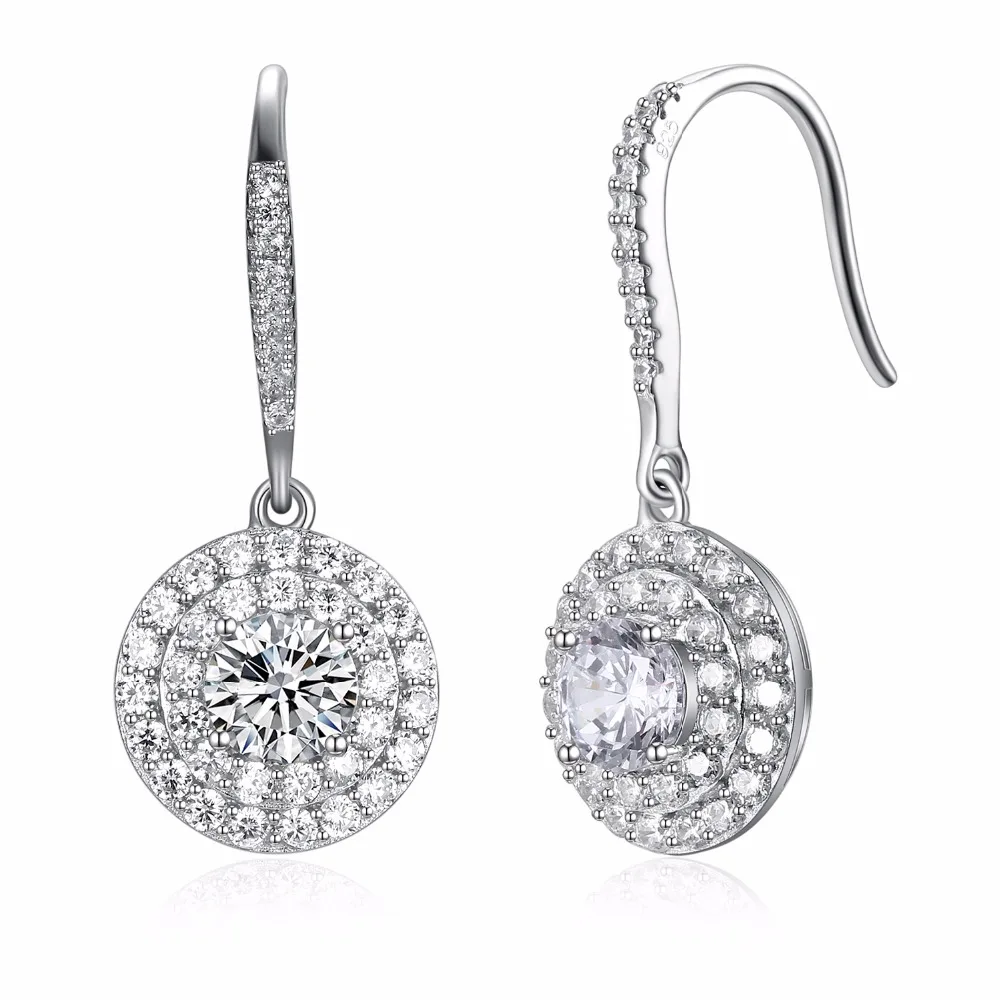 New 925 sterling silver Drop Earrings Made with Clear AAA Cubic