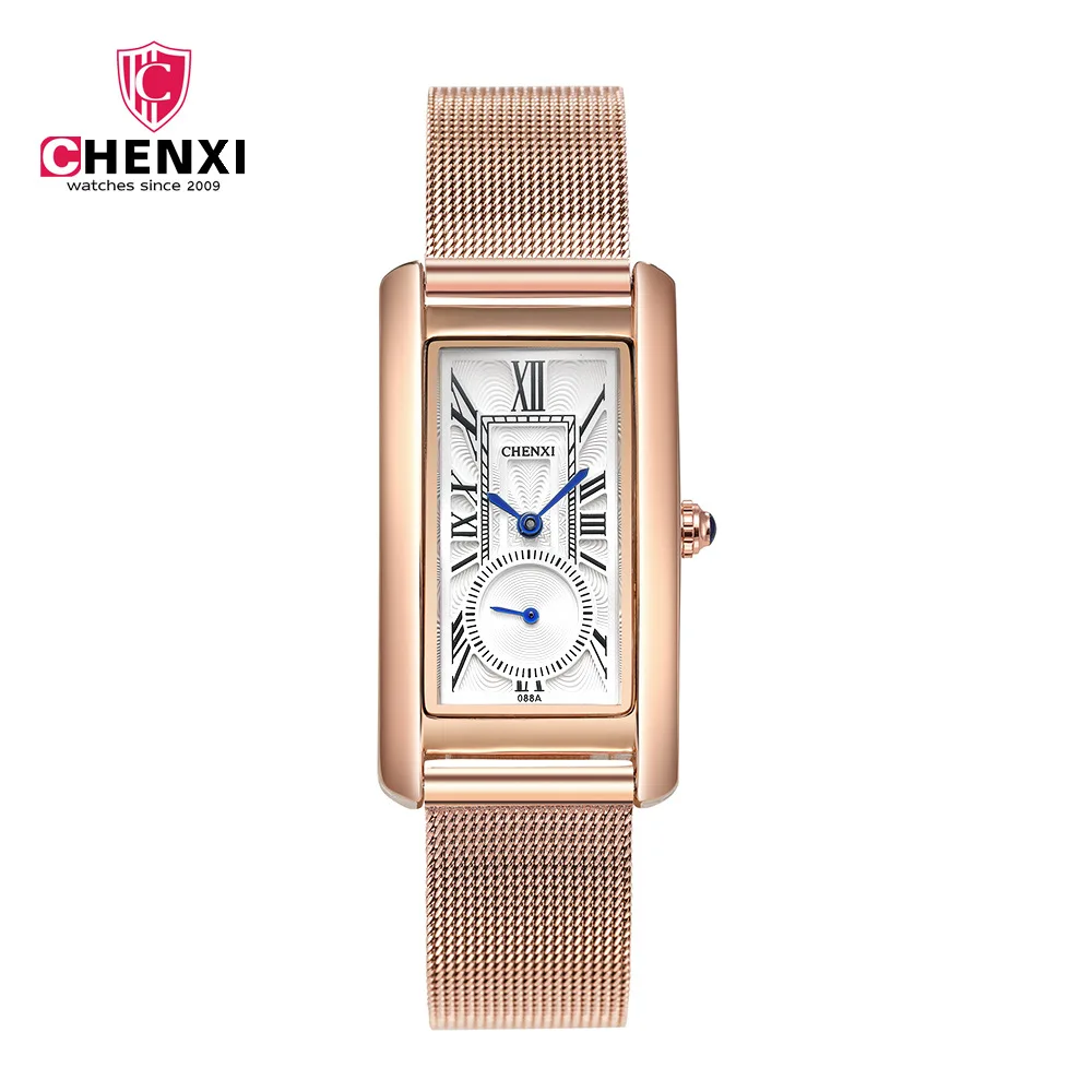 Buy Rectangle Unique Lady Wristwatch Luxury Top Brand CHENXI Rose Gold Women