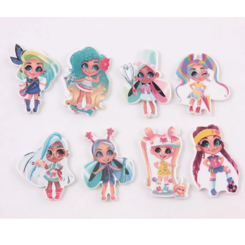 

2019 New Arrival 12pcs/lot Long Hair LOL Girls Resin Flatback for Hair Bows Snack Planar Charms for DIY Phone Decorations