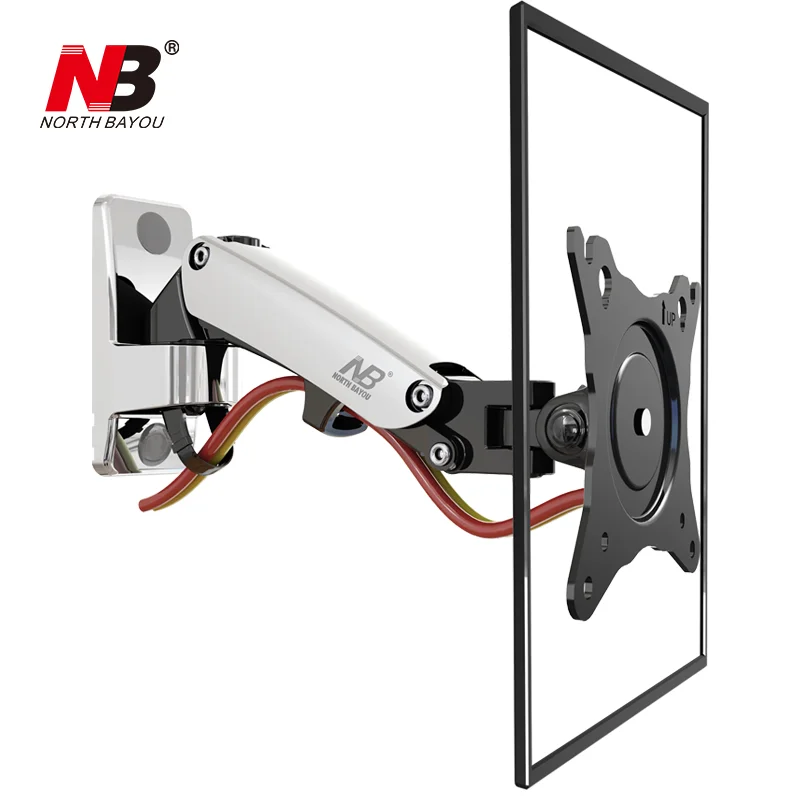 

NB F120 17-27" Gas Spring Full Motion TV Wall Mount LCD Monitor Holder Aluminum Arm Bracket Silver Black