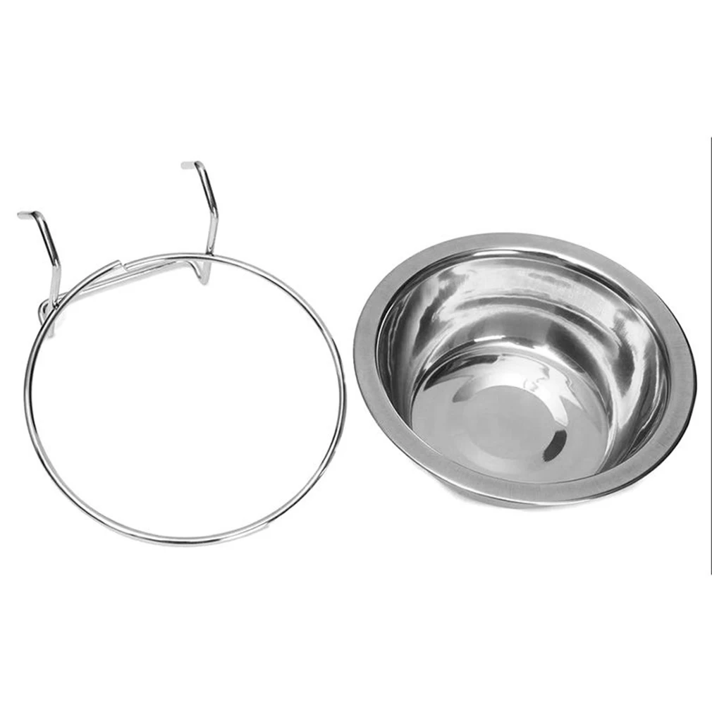 Новая миска для собак из нержавеющей стали, пищевая, питьевая чашка для клетки, вешалка для еды, миска для воды, миска для путешествий для домашних животных, инструменты для кормления