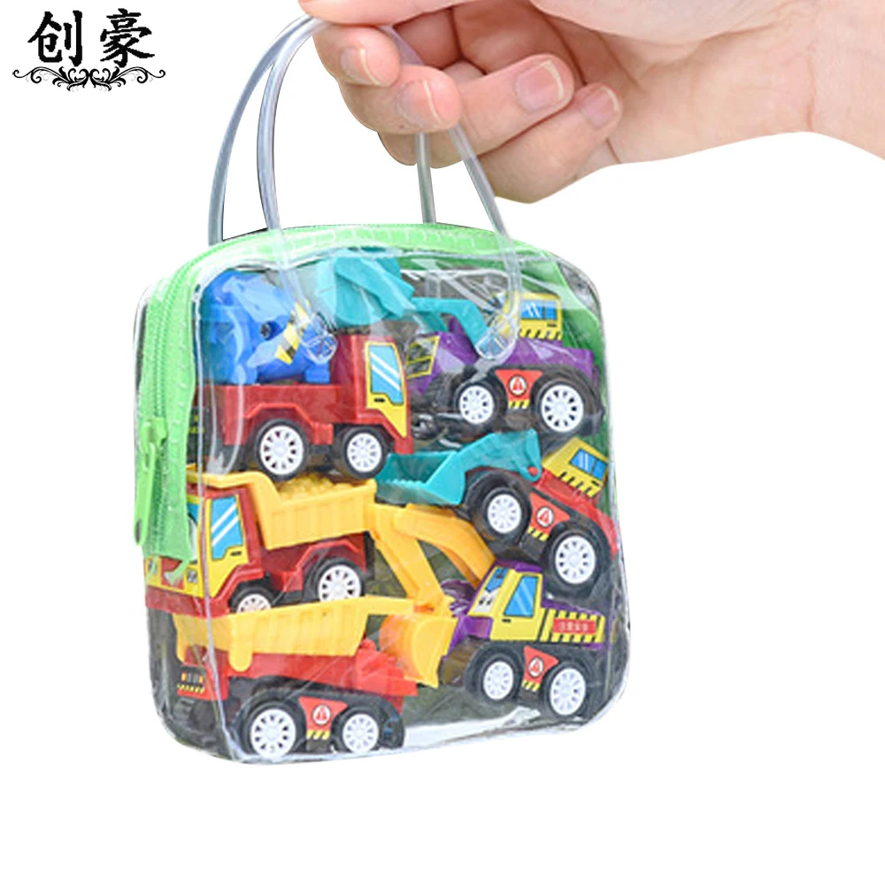 

6PCS Mini Pull Back Cars Toy Diecast Plastic Model Car Toys Engineering Cars Vehicle Set Gift For Children Boys