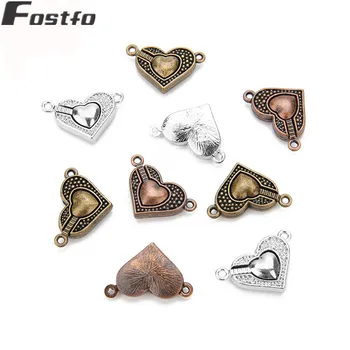 

Fostfo 5pcs/set 16*25mm Alloy Heart Magnetic Clasps For Leather Cord Bracelet Necklace Diy Jewelry Making 3 Color Can Choose