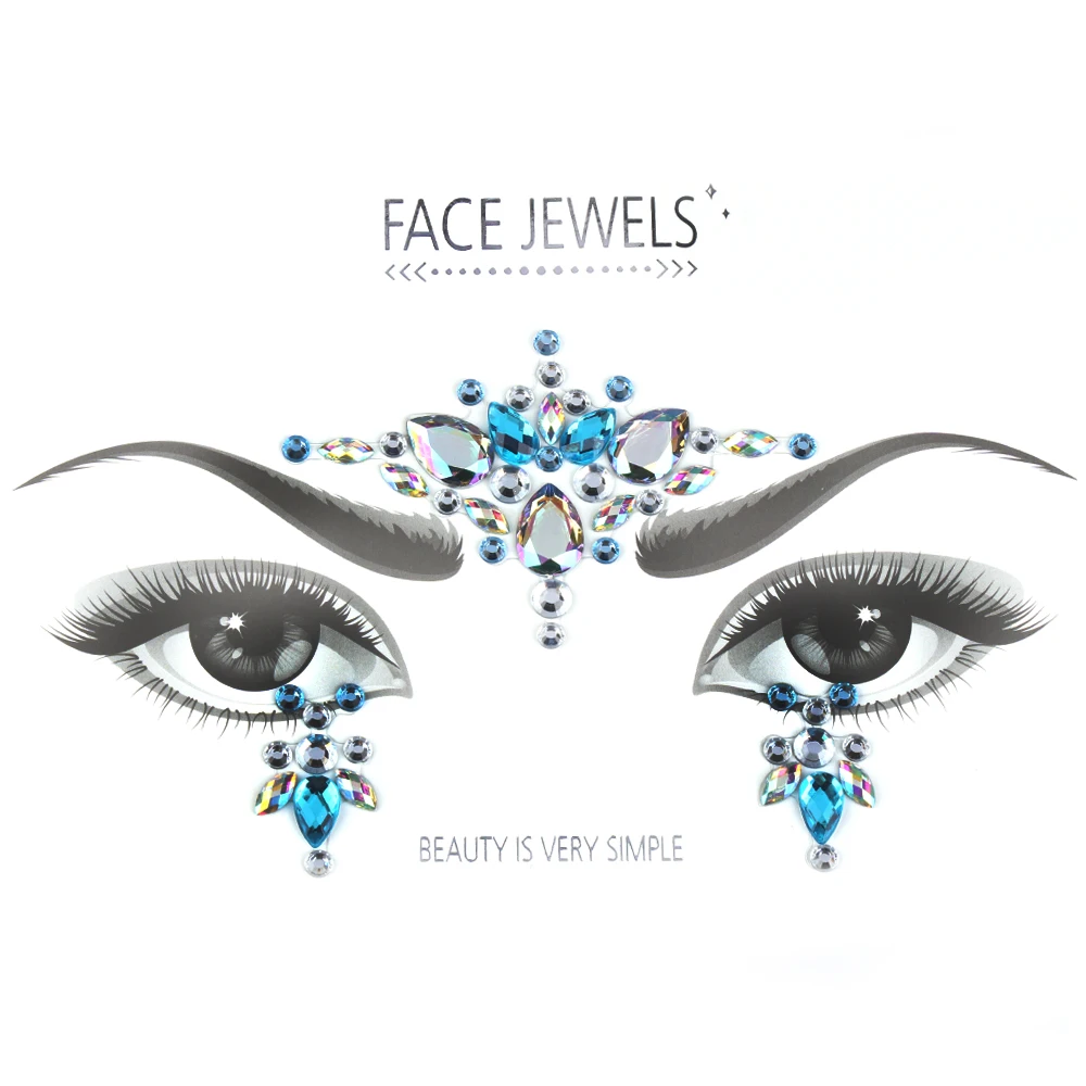 

HOT Handpicked Bohemia Tribal Style 3D Crystal Sticker Makeup Face Eye Jewels Forehead Stage Decor Temporary Tattoo Sticker