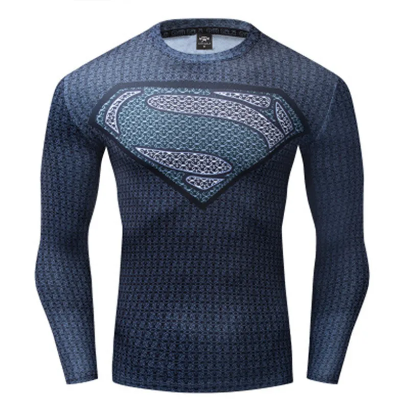 

Marvel superman punisher rashgard running shirt Men t-shirt long sleeve compression shirts Gym t shirt fitness sport shirt male