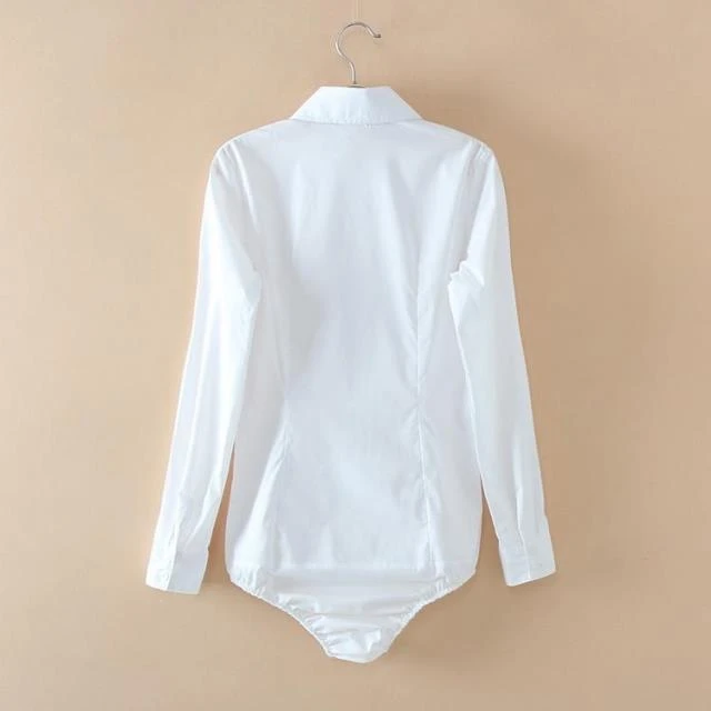 Женская рубашка боди с длинным рукавом голубая/белая #2102 2020|office blouse|office blouses