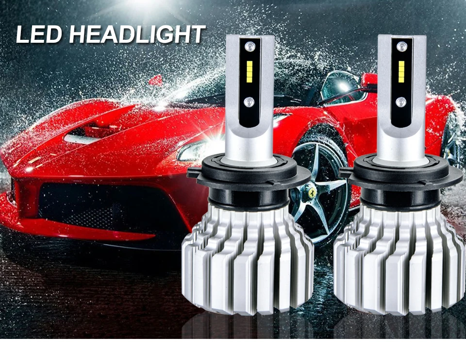Foxcncar 10000LM 72W H4 H7 H8 H9 H11 Car LED Headlights Hi Lo beam 9005 HB3 9006 HB4 H1 H3 H15 9004 9007 9012 CSP Chip 12V 6500K (1)
