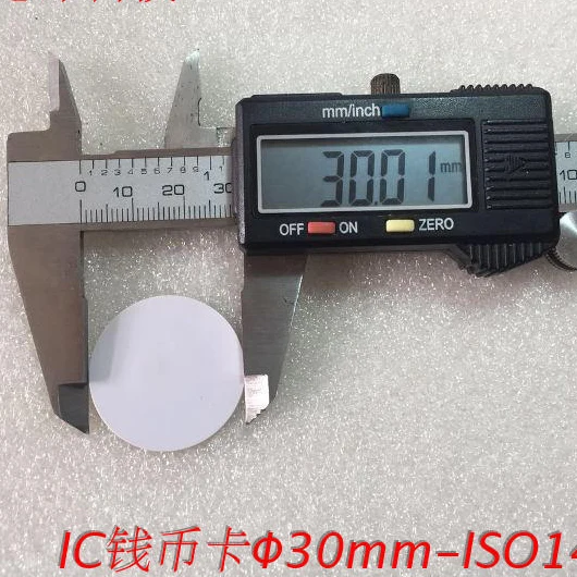 Метки из ПВХ для монет и карт диаметр 30 мм ISO14443A Fudan F1108|RFID бирки карты| |