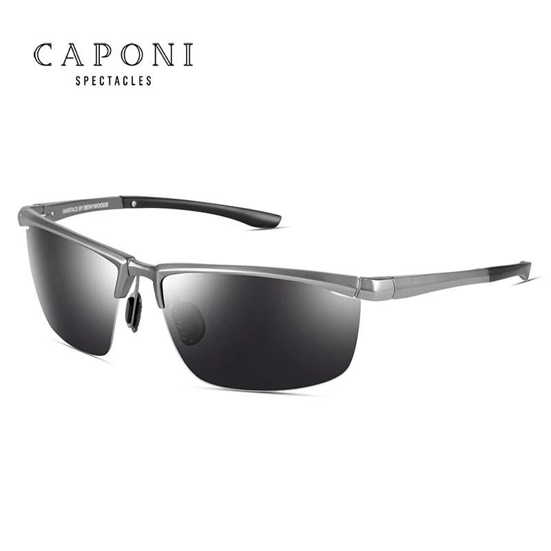 Капони алюминиево-магниевые поляризованные мужские солнцезащитные очки es классический стиль вождения солнцезащитные очки для мужчин темные линзы очки 25232 - Цвет линз: Gun