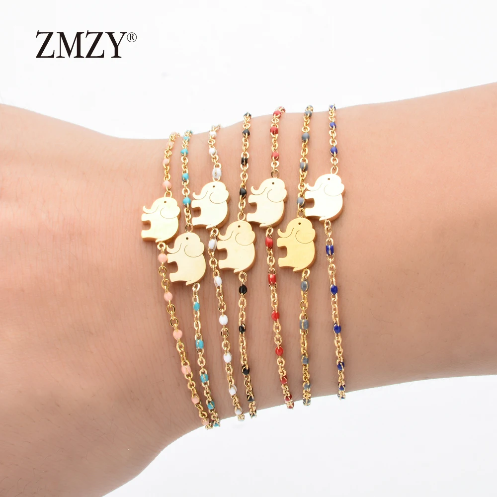 Cute Charm Elephant Bracelet Friendship Bracelet Gift Bracelets for Women/Girls/Kids Gold Color Stainless Steel Jewelry