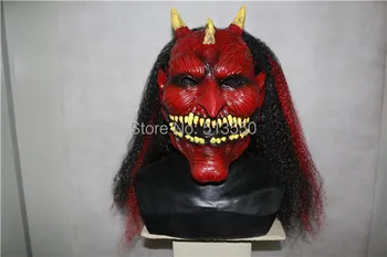 

New Style High Quality Bloodthirsty Mask Zombie Mask With Red Face Red Black Hair Masquerade Latex Rubber Halloween Masks