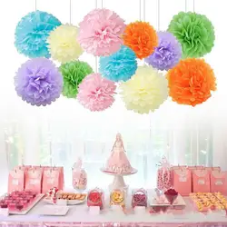 1 шт. 10 "(25 см) Tissue бумага пипидастр DIY Творческий Цветочные шары из бумаги для дня рождения свадебное украшение для дома craft цветок