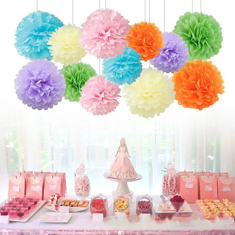 

1pcs 10"(25cm) Tissue Paper Pom Poms DIY Creative Paper Flower Balls For Birthday Wedding Home Decorations craft paper flower
