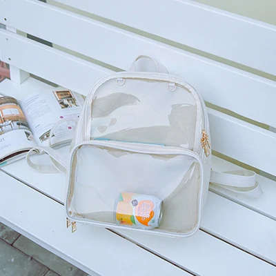 Прозрачные женские рюкзаки Itabags Harajuku, водонепроницаемый прекрасный прозрачный рюкзак для школы, подростка, девочек, сумки через плечо, повседневные - Цвет: White