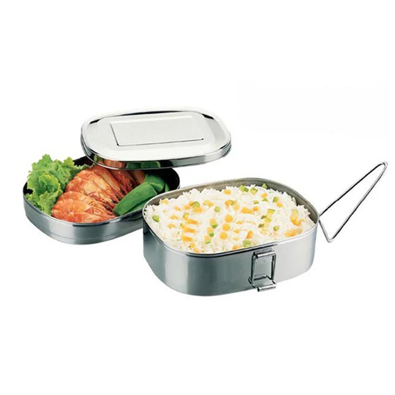 Нержавеющая сталь Ланч-бокс Портативный Bento box Для Детский пищевой контейнер коробка для еды Ланчбокс кухонный прямоугольник один/двойной чаши