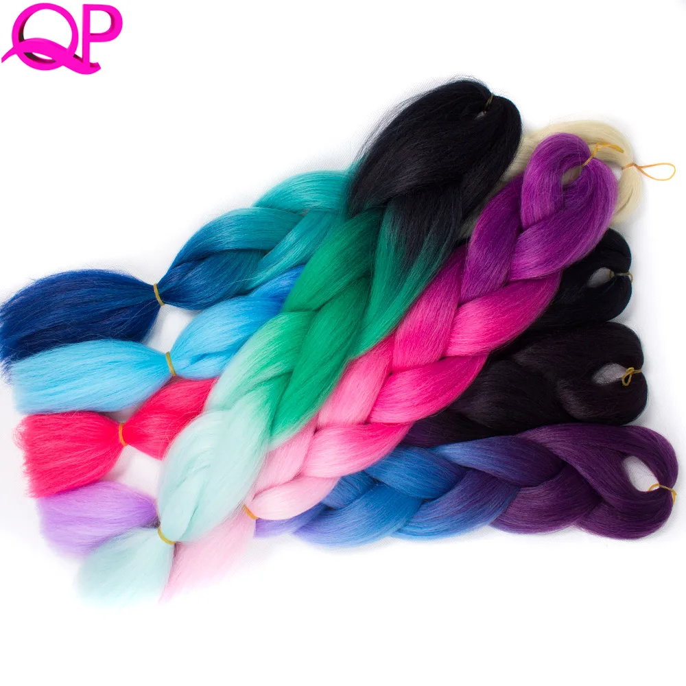 Pre Ombre Braiding Hair 24'' yaki straight 100g/pcs Synthetic High Temperature Fiber Hair Extensions