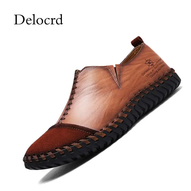 

Vintage High Quality Natural Leather Men Shoes Handmade Fashion Casual Shoes Men Soft Breathable Flats Moccasins Loafers Delocrd