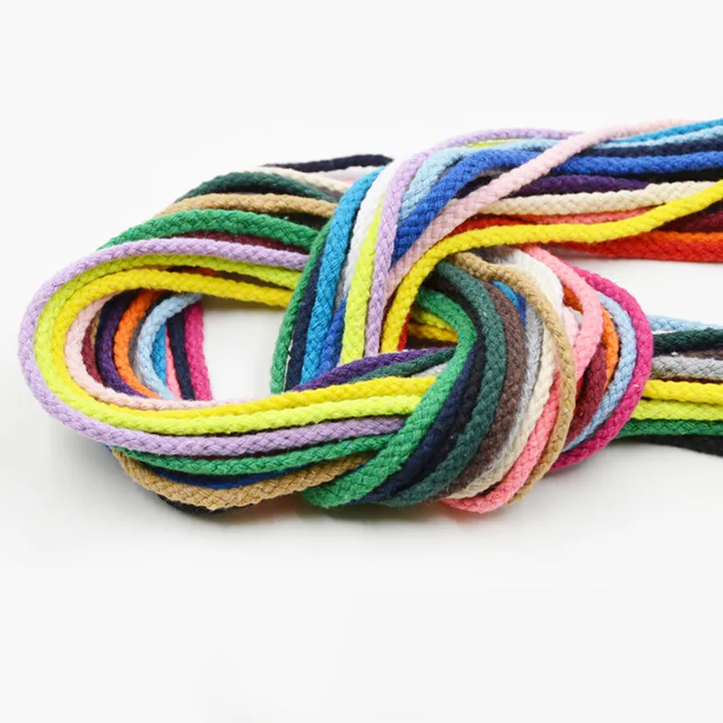 New!7mm Diy Accessories Twisted Round 100% Cotton Cord Decoration Rope Colour Cotton Rope Hand Braided Drawstring 24 Colors