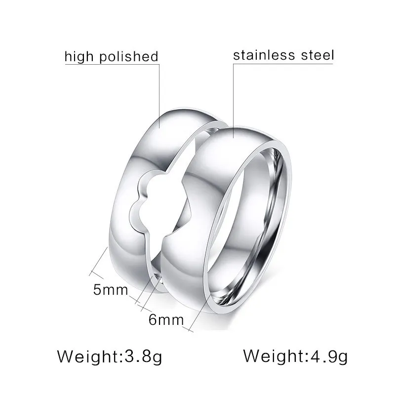 Серебряный Цвет кольцо Альянса качество Нержавеющая сталь любовь Обручальное кольцо обручальное кольцо для женщин и мужчин Utr8041