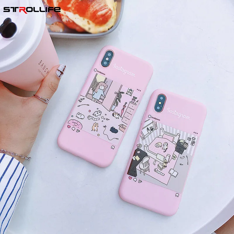 

STROLLIFE Lazy Cat Phone Case for iPhone XS Max XR X Cute kitten Sleeping Soft Covers for IPhone8 6s 7Plus Messy Cartoon Playing