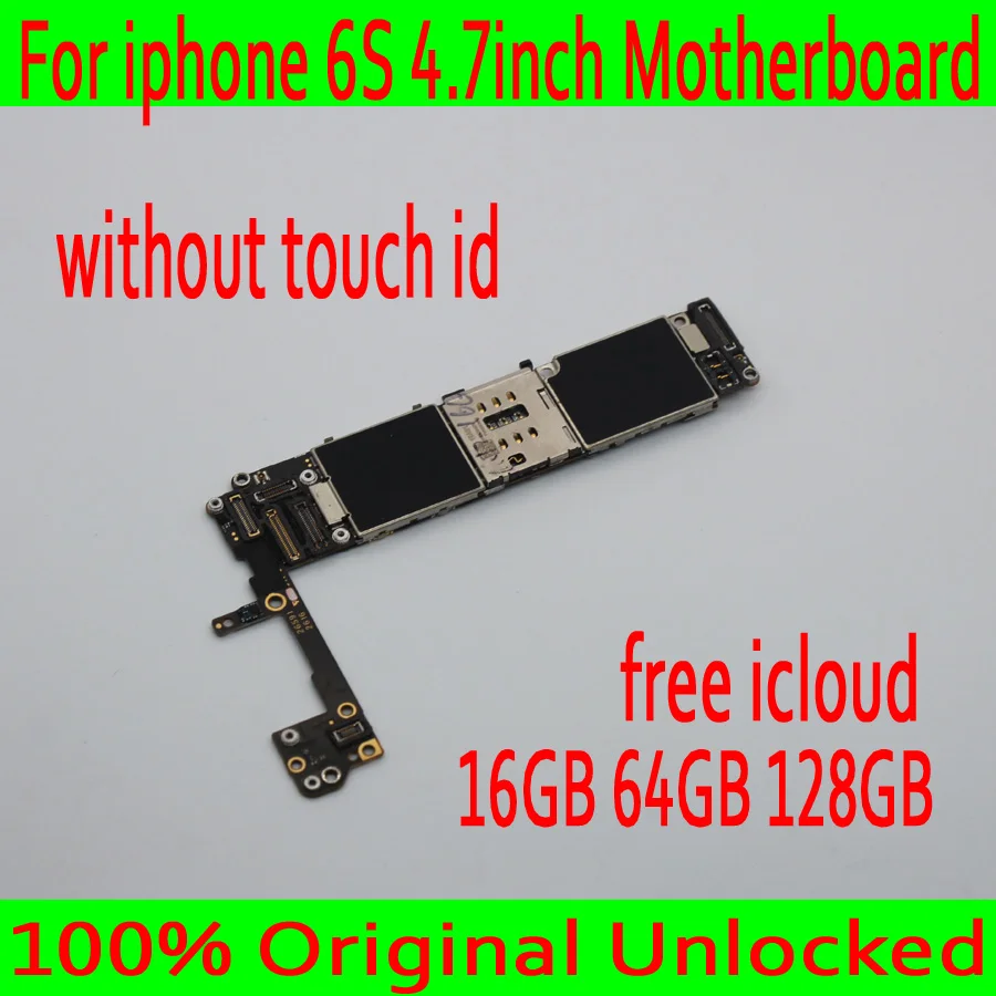 

16GB 64GB 128GB Full Free iCloud for iphone 6S 4.7 inch Motherboard,Original unlocked for iphone 6S Mainboard without Touch ID