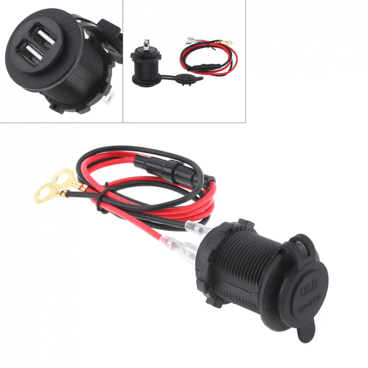 Universal 12V Waterproof Car / Motorcycle Cigarette Lighter GPS Socket Dual USB Charger Mobile Phone | Автомобили и мотоциклы