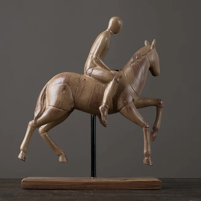 الرجعية الحصان سباق تمثال مجردة الراتنج فارس تمثال فارس النحت مكتب ديكور الجبهة غرفة الفن والحرفية دراسة حلية