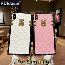 KoisAcase cuadros rómbica de piel de cordero de cuero carcasa para Samsung S8 S9 más Note8 Note9 caso Plaza de la moda de mujer cubierta suave