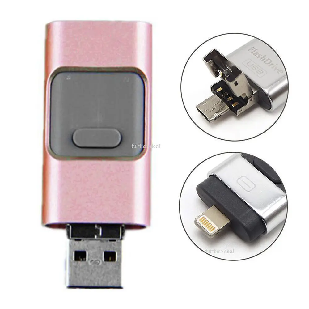 YXL 3 in1 usb flash Drive металлическая ручка привода 8G 16G 32G 64G карта памяти OTG Micro 2,0 для iphone 7 7 s 6s плюс 5 5S ipad Android