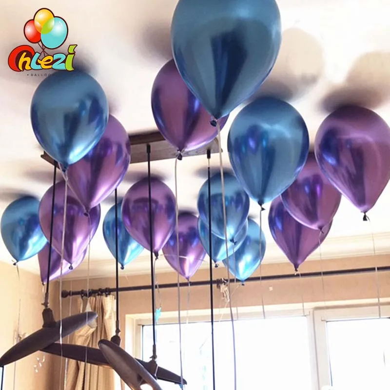

100pcs 12inch Metallic Alloy Colors Latex Helium BalloonsThick Pearly Metal Chrome Photograph Wedding Party Decoration Balloons