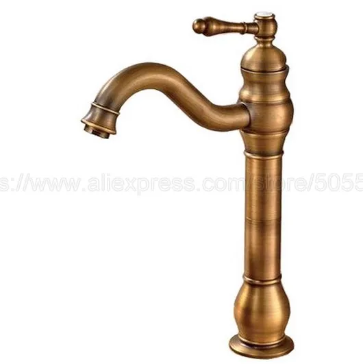 Bathroom Antique Brass Single Handle Hole Hot Cold Water Mixer Taps Wash Basin Bathroom Kitchen Deck Mounted Basin Faucet znf301
