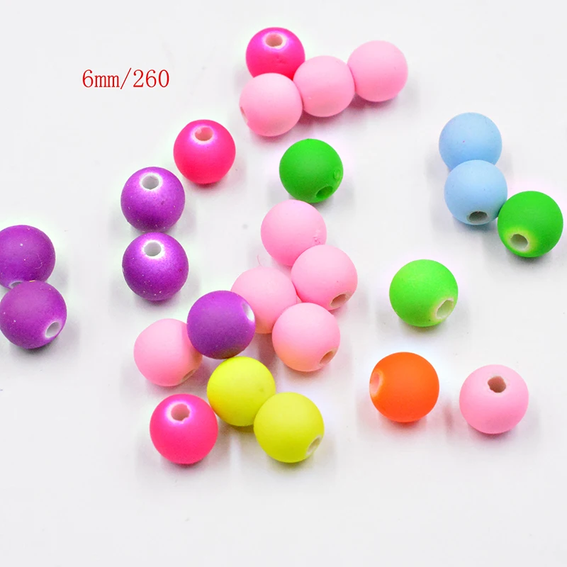 

FLTMRH 45pcs 6mm Good Quality Mixed Candy Color Acrylic Rubber Beads Neon Matte Round Spacer Loose Beads Jewelry Handmade Ne