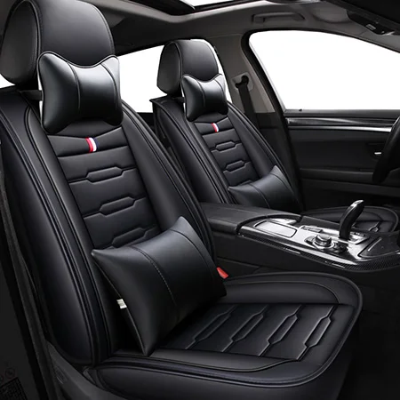 ПУ кожа мультфильм авто чехлы для сидений для «Chevrolet Impala» lacetti lanos Malibu XL optra orlando silverado - Название цвета: Black White Luxury