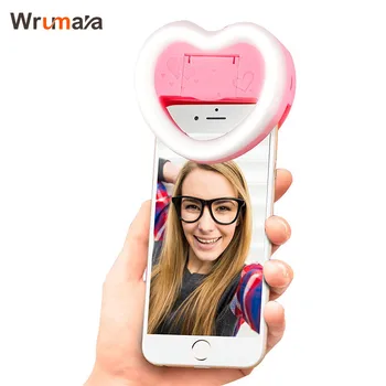 

Wrumava heart Selfie Ring Light with Make Up Mirror 3 Brightness Phone Holder LED Camera Fill Light for iPhone USB Charge power