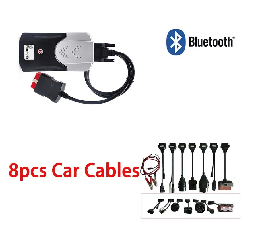 С 8 шт. автомобильных кабелей сканер vci vd ds150e cdp pro /2015R3 с ключом на cd bluetooth obd obd2 obdii диагностический инструмент