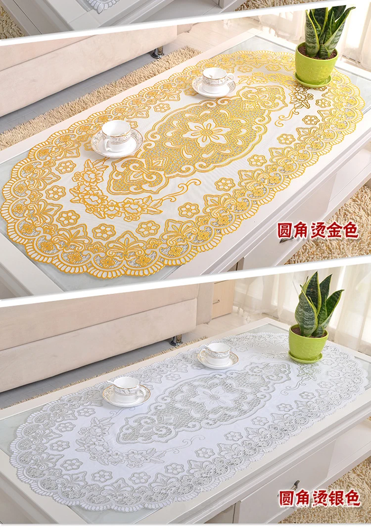 Oval PVC Nappe Tablecloth Plastic Oilproof Dining Tablecloth Bronzing Printed Table Cover Table Mat Overlay Placemat Nappe