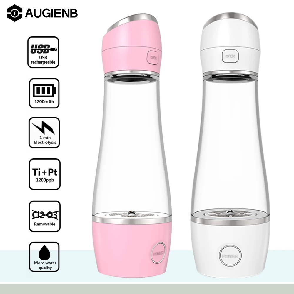 Baratos Augienb 2 modos de electrolisis rápida USB de carga de hidrógeno generador de agua rico lonizador de agua salud botella de agua rica en hidrógeno