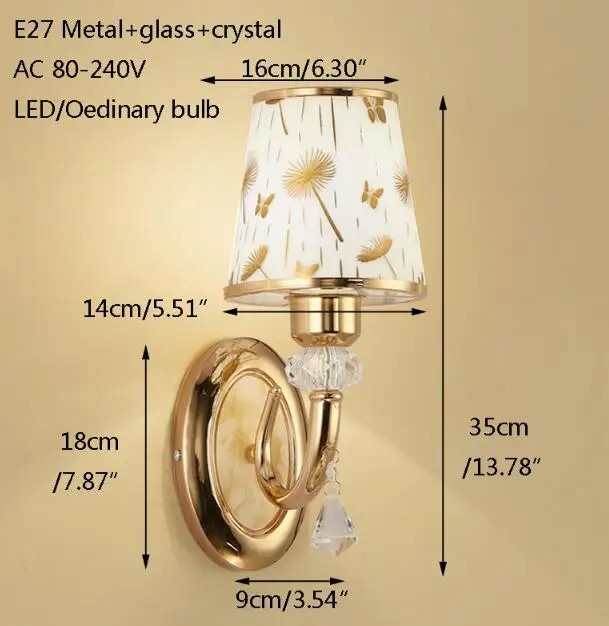 Современные позолоченный металлический хрусталя лепесток настенный светильник светодио дный E27 220 В блестящие настенный светильник для гостиной спальня ресторан отеля кафе - Цвет абажура: A