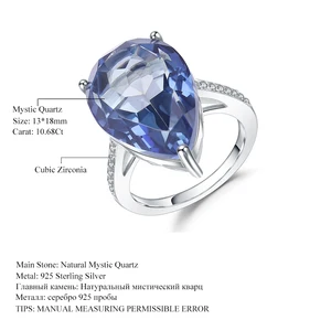 Image 5 - GEMS בלט 10.68Ct הטבעי Iolite כחול מיסטיק קוורץ טבעות 925 כסף סטרלינג חן קוקטייל טבעת לתכשיטי נשים