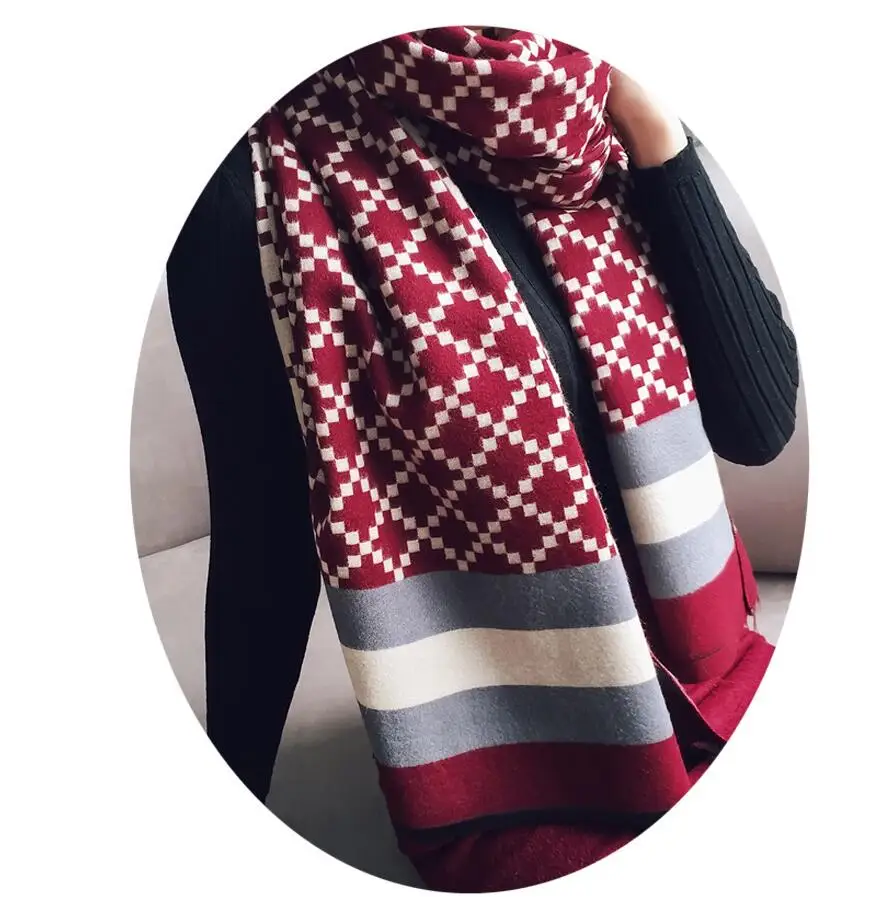 Дизайн, шаль, зимний женский кашемировый шарф, для дам, толстый, высокое качество, плед, с принтом, пончо, большой размер, длинный шарф для женщин