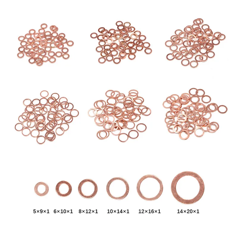 

5-25pcs Sealing Ring 99.95% Copper Flat Washer O Ring Gasket M5 M6 M8 M10- M20 M22 M24 Solid Shims Pad Washers Rings Seal Spacer