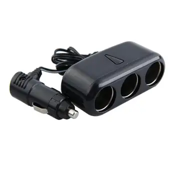 

3 Ways Triple Car Cigarette Lighter Socket Splitter 12V Charger Adapter with Blue LED Charging Indicator for Mobile Phone GPS