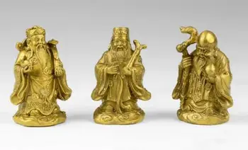 

China collectibles decoration copper fu lu shou three statues